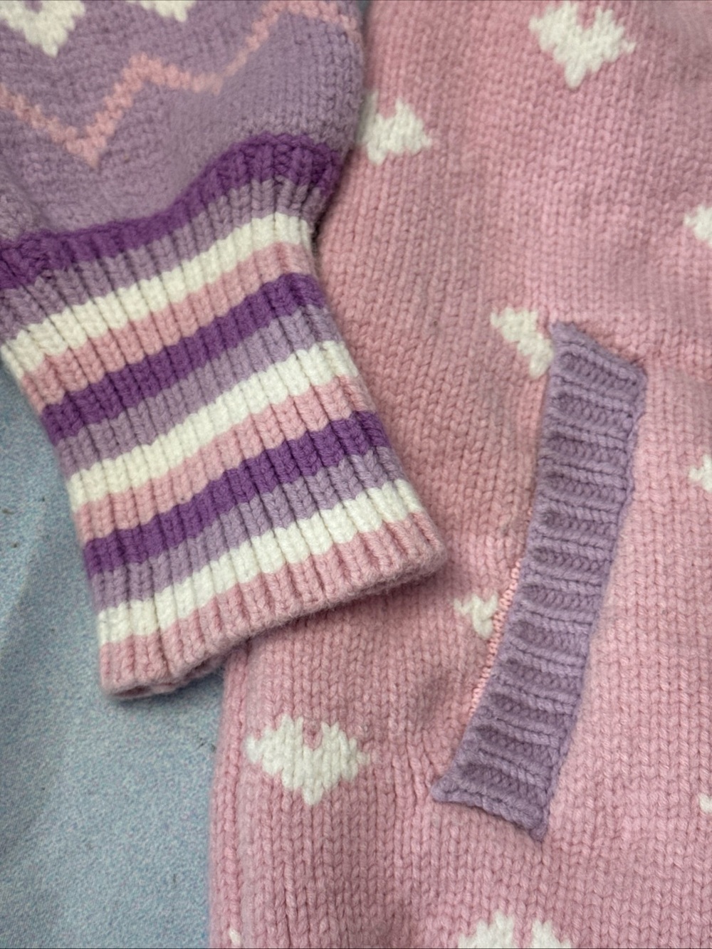 LoveShackFancy Pink and Lavender Fair Isle Cardigan - Picture 3 of 11
